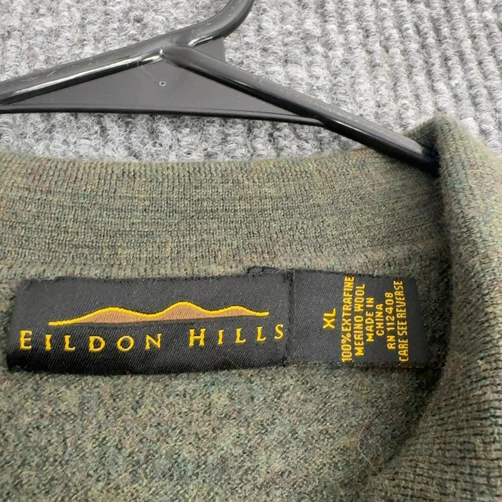 Eildon Hills Sweater‎ Youth XL Green Merino Wool Long Sleeve Polo Classic Casual